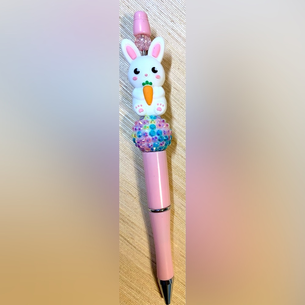 Pink Beaded Bunny Pen - Great for Easter Gifts! 🐰